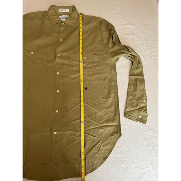 VTG Perry Ellis Shirt Tan Khaki Silk Long Sleeve Button Down Sz M - Picture 5 of 5